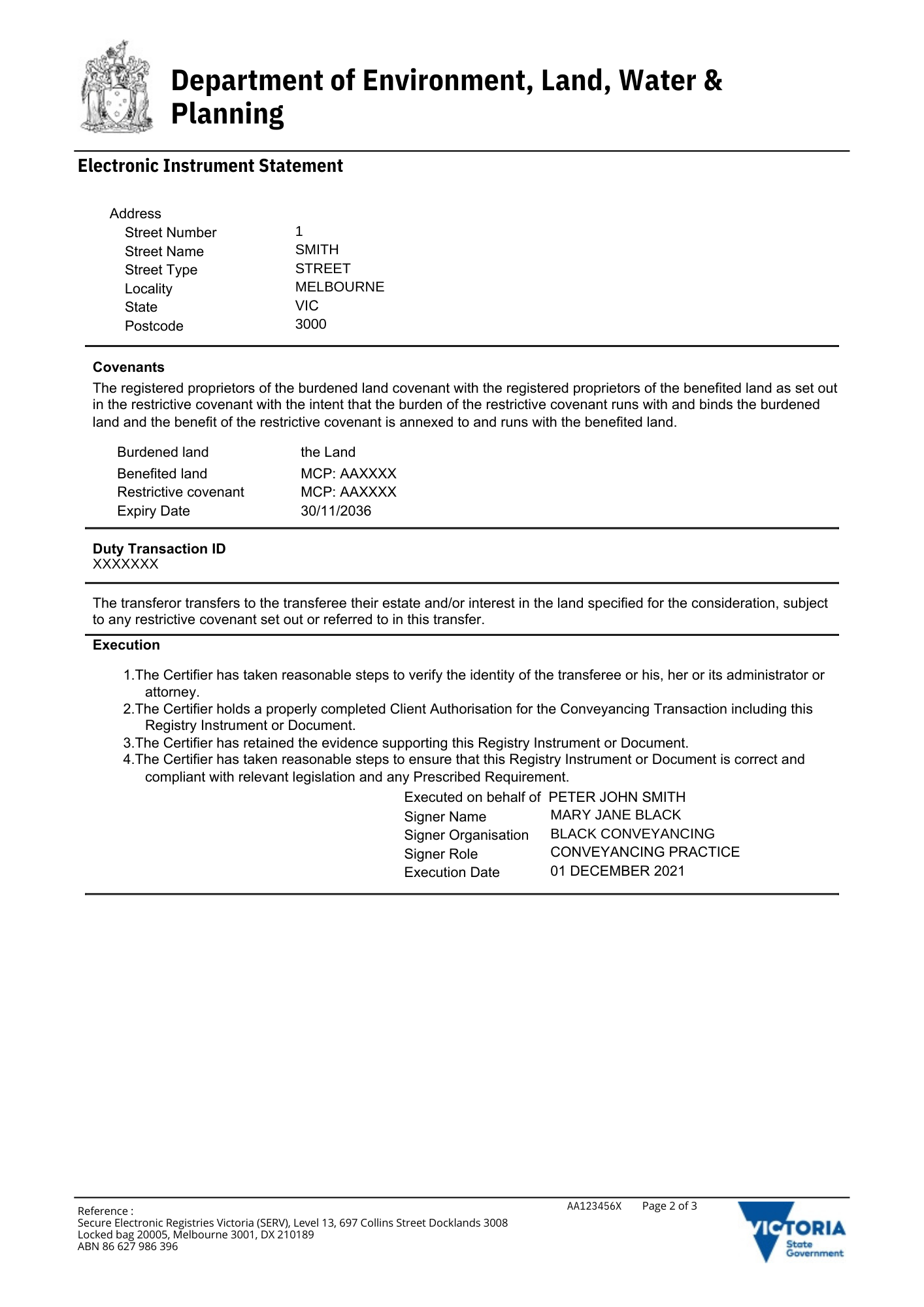 Continuation of the electronic transfer instrument. Includes execution details for transferee, verifying compliance with statutory requirements.