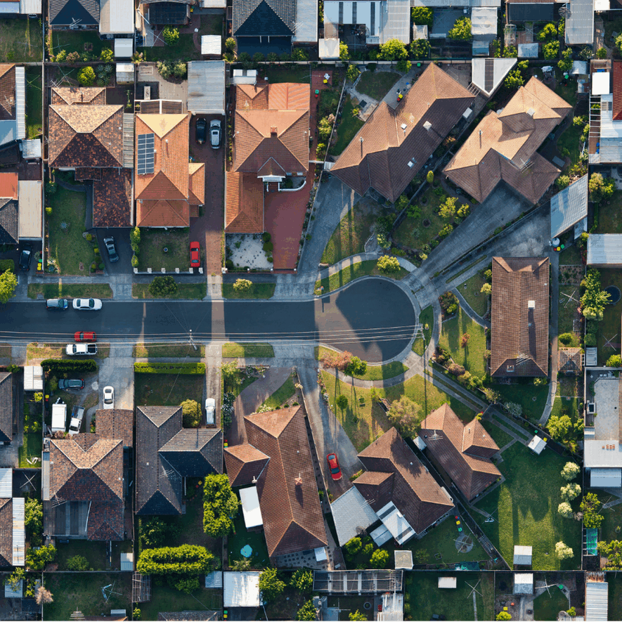 Suburban homes in a Court